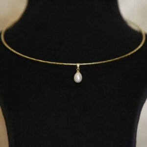 Lustrous Gold Finish Pendant Accentuated With 7mm Oval White Pearl