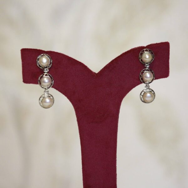 Marvellous 925 Silver Earrings Featuring 8mm Peach Button Pearls