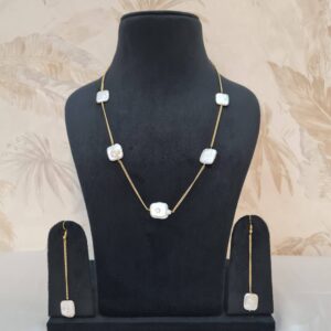 Delicate White Flat Baroque Pearl 21Inches Long Necklace