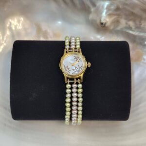 Cute Triple Line 4mm Roundish Pearls Watch With Timex Dial