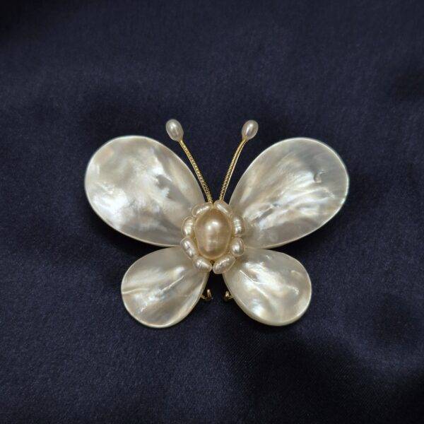 Dreamy Butterfly Brooch With Mother of Pearl & Oval Pearls