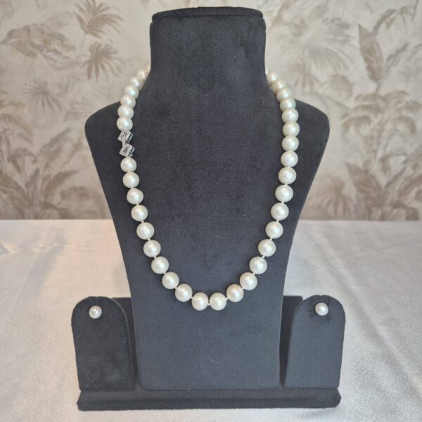 Striking Double Knotted White 10.5mm Round Pearls 20Inch Long Necklace-1