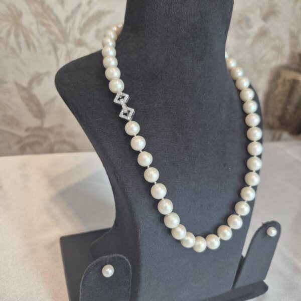 Striking Double Knotted White 10.5mm Round Pearls 20Inch Long Necklace-2