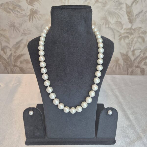 Striking Double Knotted White 10.5mm Round Pearls 20Inch Long Necklace-4